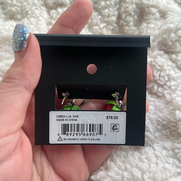 Coach strawberry huggie earrings and handmade Red Pearl Embellished Headband NWT - Picture 5 of 9